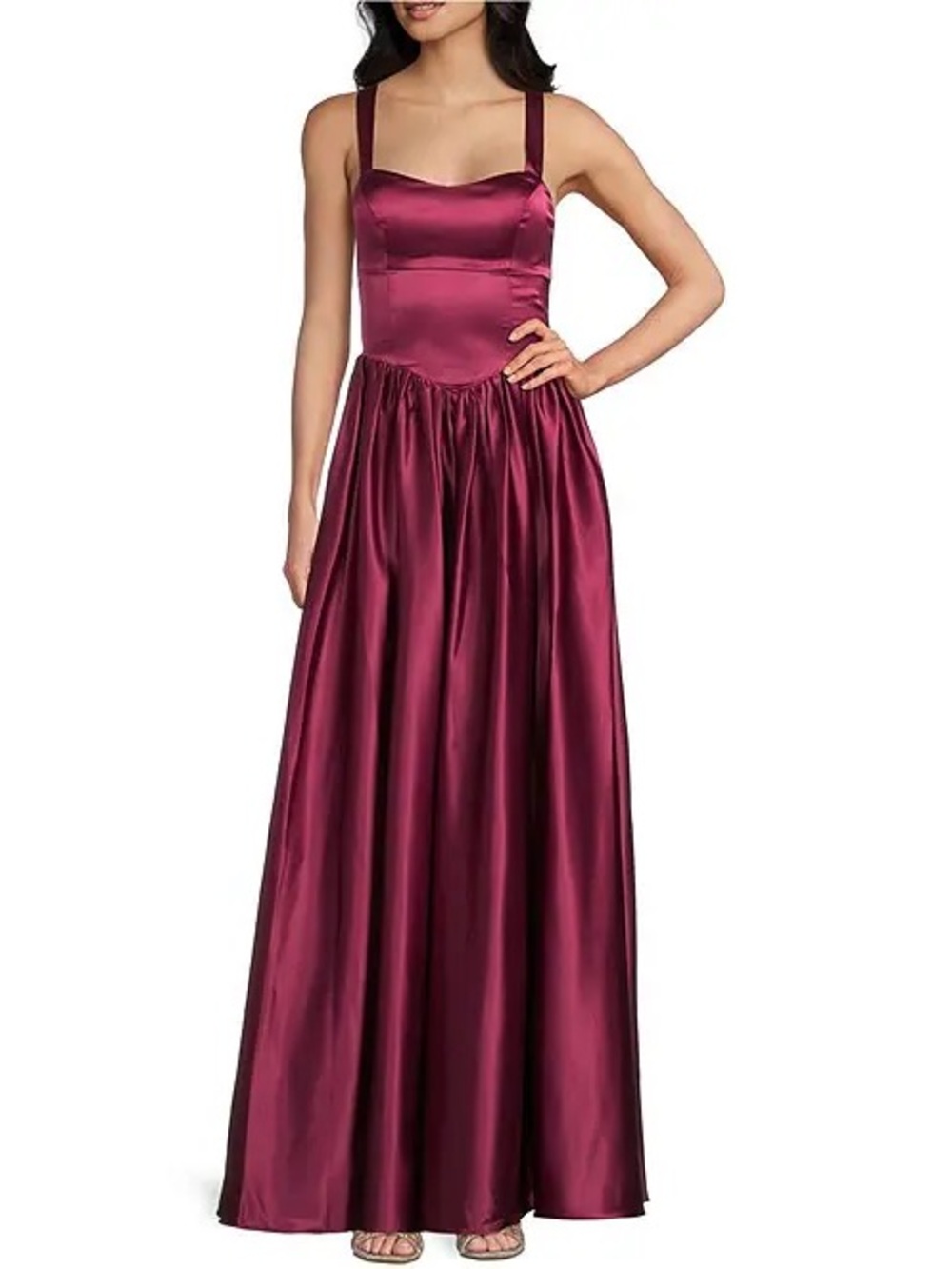 Wine-Red Maxi Dress with Corset Back